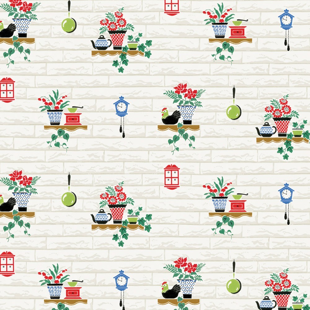 Bradbury and Bradbury Dollhouse Wallpaper - Cozy Kitchen