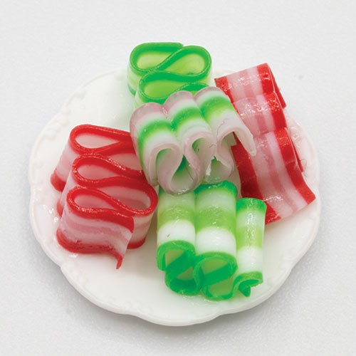 Dollhouse Miniature Ribbon Candy on Plate Artisan Made