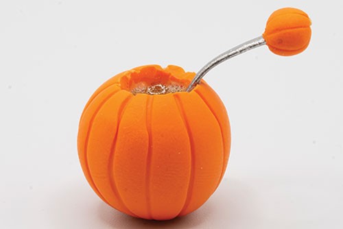 Dollhouse Miniature Pumpkin Punch Bowl with Ladle Artisan Made
