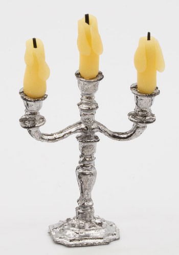 Dollhouse Miniature 3 Candle Stand with Off-White Candles Artisan Made