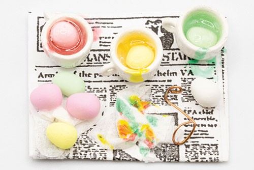Dollhouse Miniature Easter Egg Coloring Set Artisan Made