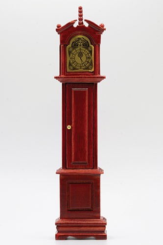 Grandfather Clock in Mahogany - Dollhouse Miniature