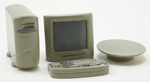 Dollhouse Miniature Grey Computer Set of 3