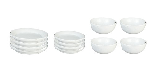 Dollhouse Miniature Set of 12 White Dishes