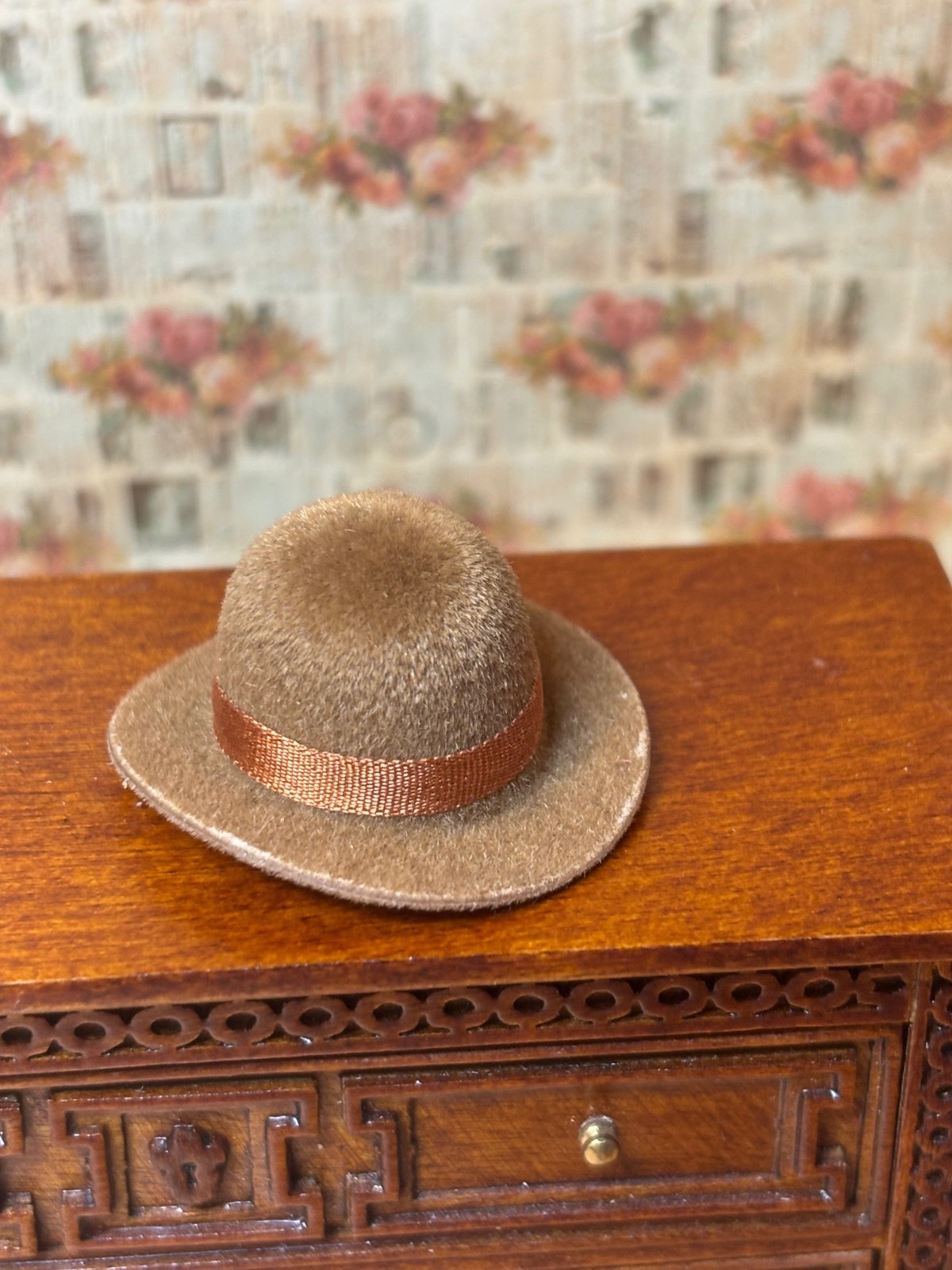 Heidi Ott Dollhouse Miniature Men's Light Brown Hat