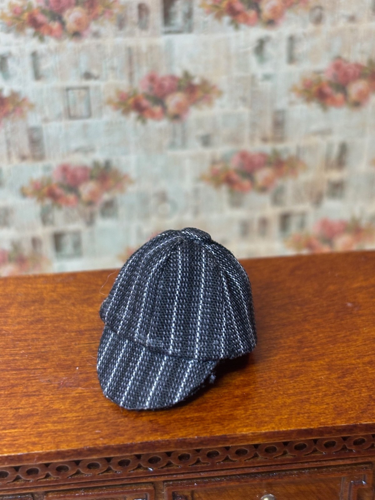 Heidi Ott Dollhouse Miniature Men's Black and White Striped Cap