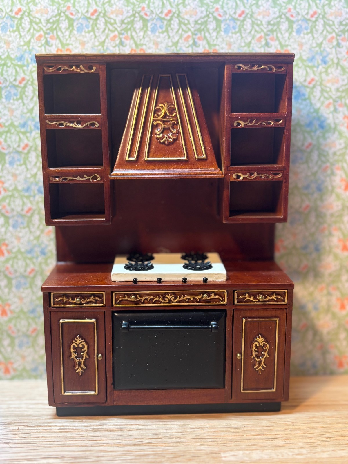 Miniature Dollhouse Mahogany Kitchen Stove by Hansson