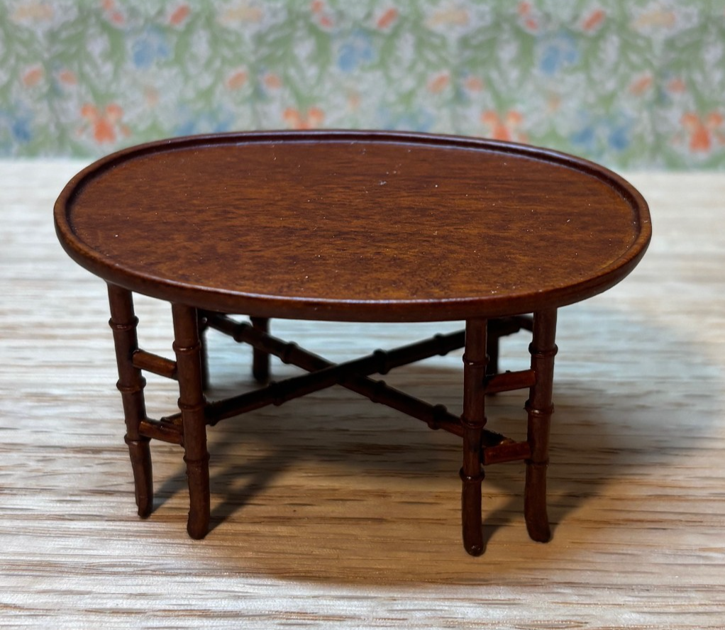 Dollhouse Miniature Oval Walnut Coffee Table by Hansson