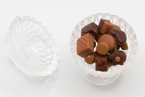 Dollhouse Miniature Chocolate Candy in Dish Artisan Made