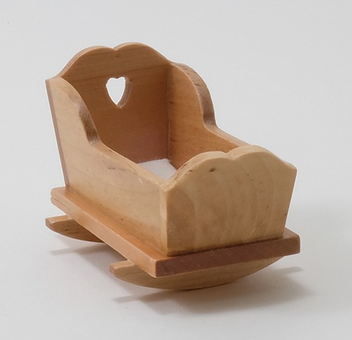 Dollhouse Miniature Oak Rocking Cradle
