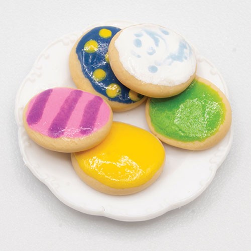 Dollhouse Miniature Easter Cookies on Dessert Plate Artisan Made