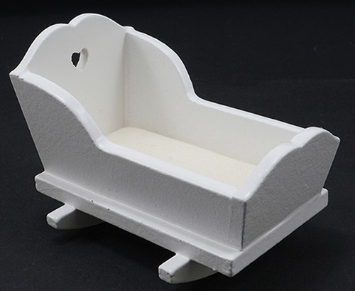 Dollhouse Miniature White Rocking Cradle