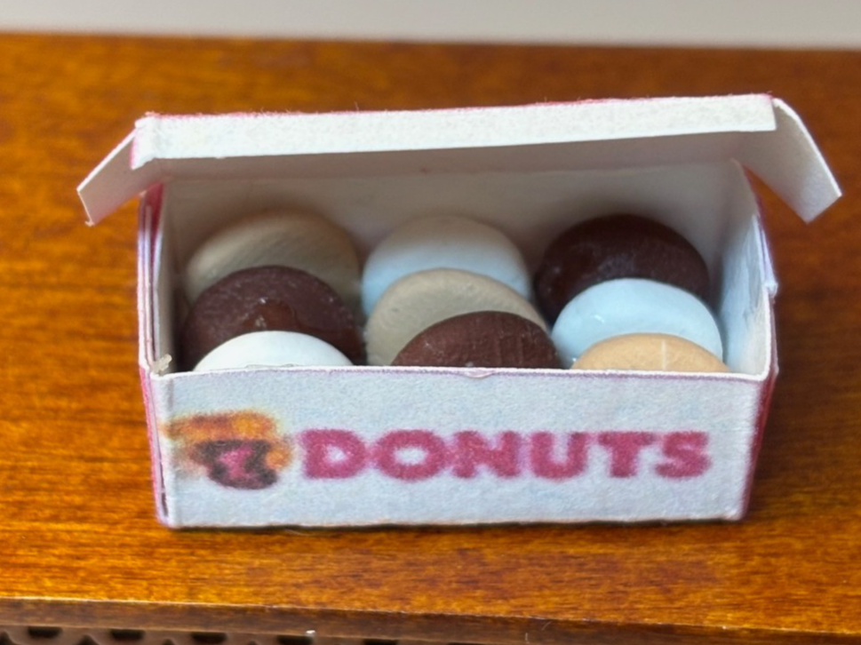 Dollhouse Miniature Box of Donuts Handcrafted