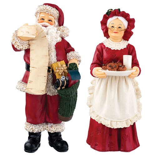 Dollhouse Standing Santa and Mrs. Santa Doll 1/12 Scale - Resin