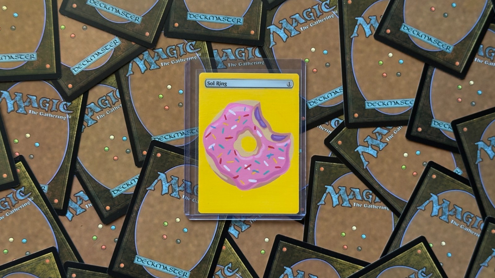MTG Hand-Painted Custom Alter - Sol Ring   Simpson Doughnut