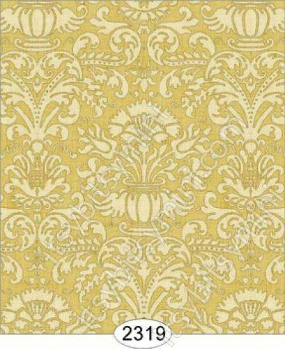 Dollhouse miniature wallpaper - annabelle damask yellow gold #2319 1:12 scale itsy bitsy minis