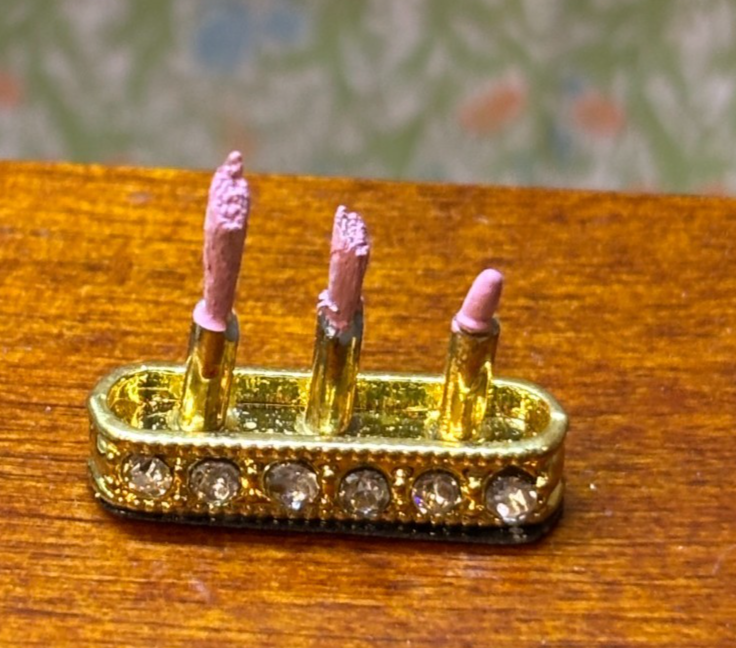 Dollhouse Miniature Lipstick Holder with Pink Lipsticks  by Taylor Jade