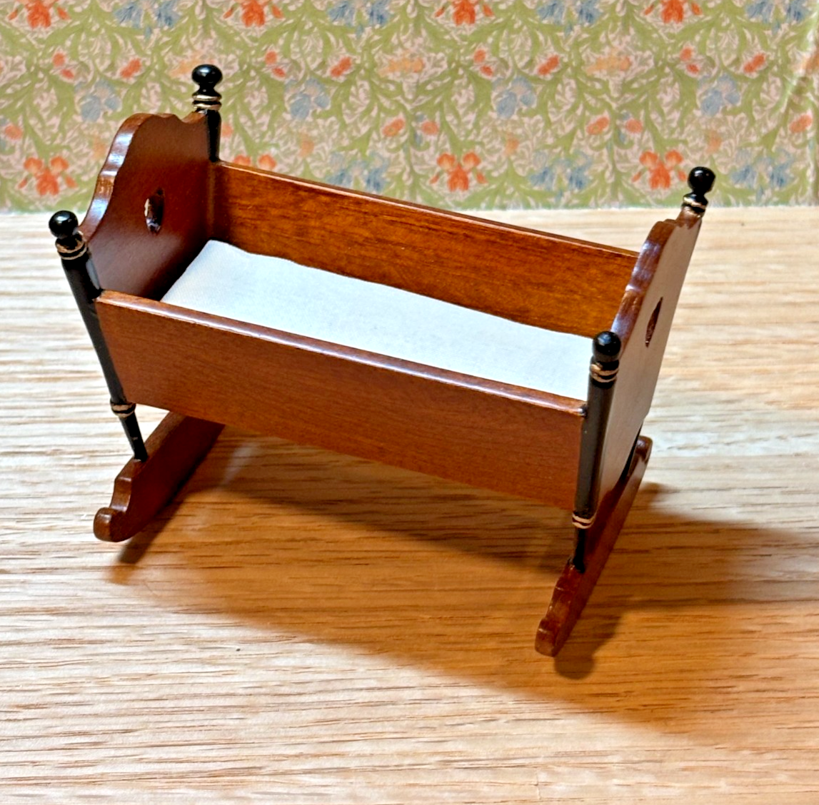 Dollhouse Miniature Walnut Cradle by Hansson