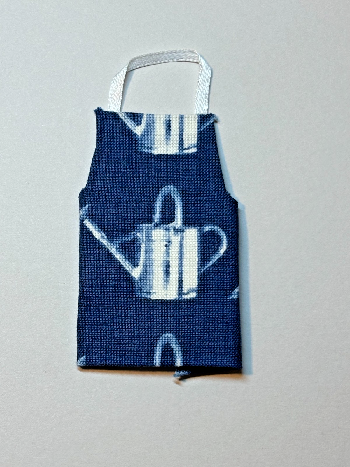 Dollhouse Miniature Apron - Blue Watering Can - Handcrafted