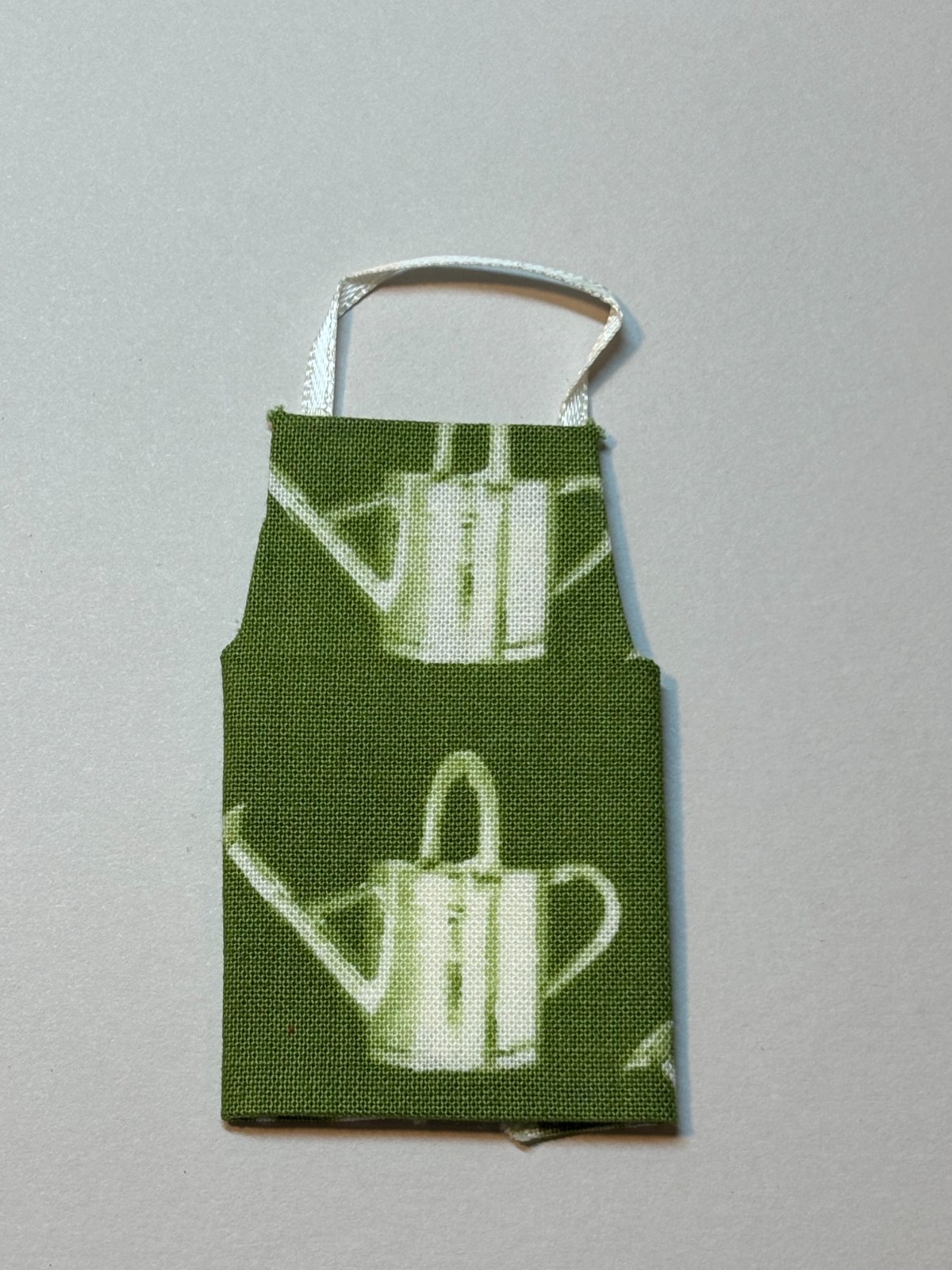 Dollhouse Miniature Apron - Green Watering Can - Handcrafted