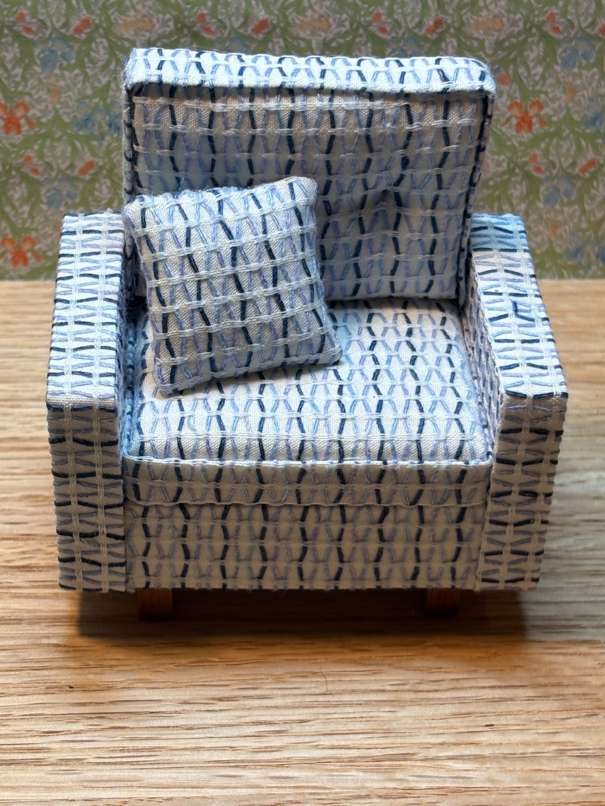 Dollhouse Miniature Mid-Century Modern Armchair Handcrafted