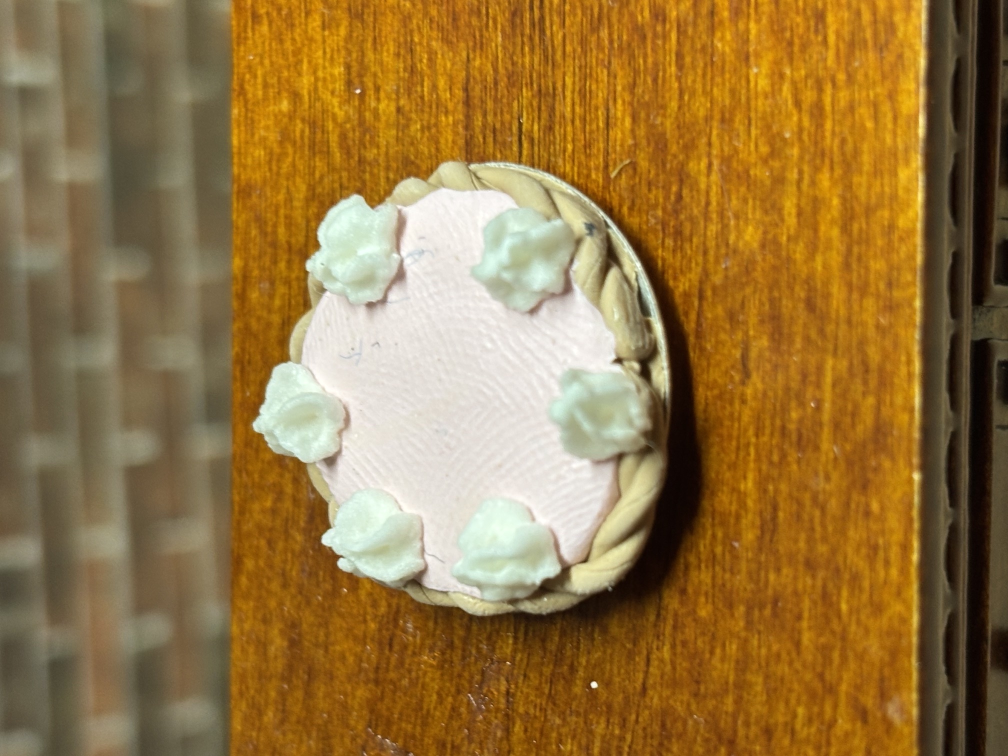 Dollhouse Miniature Strawberry Cream Pie Handcrafted